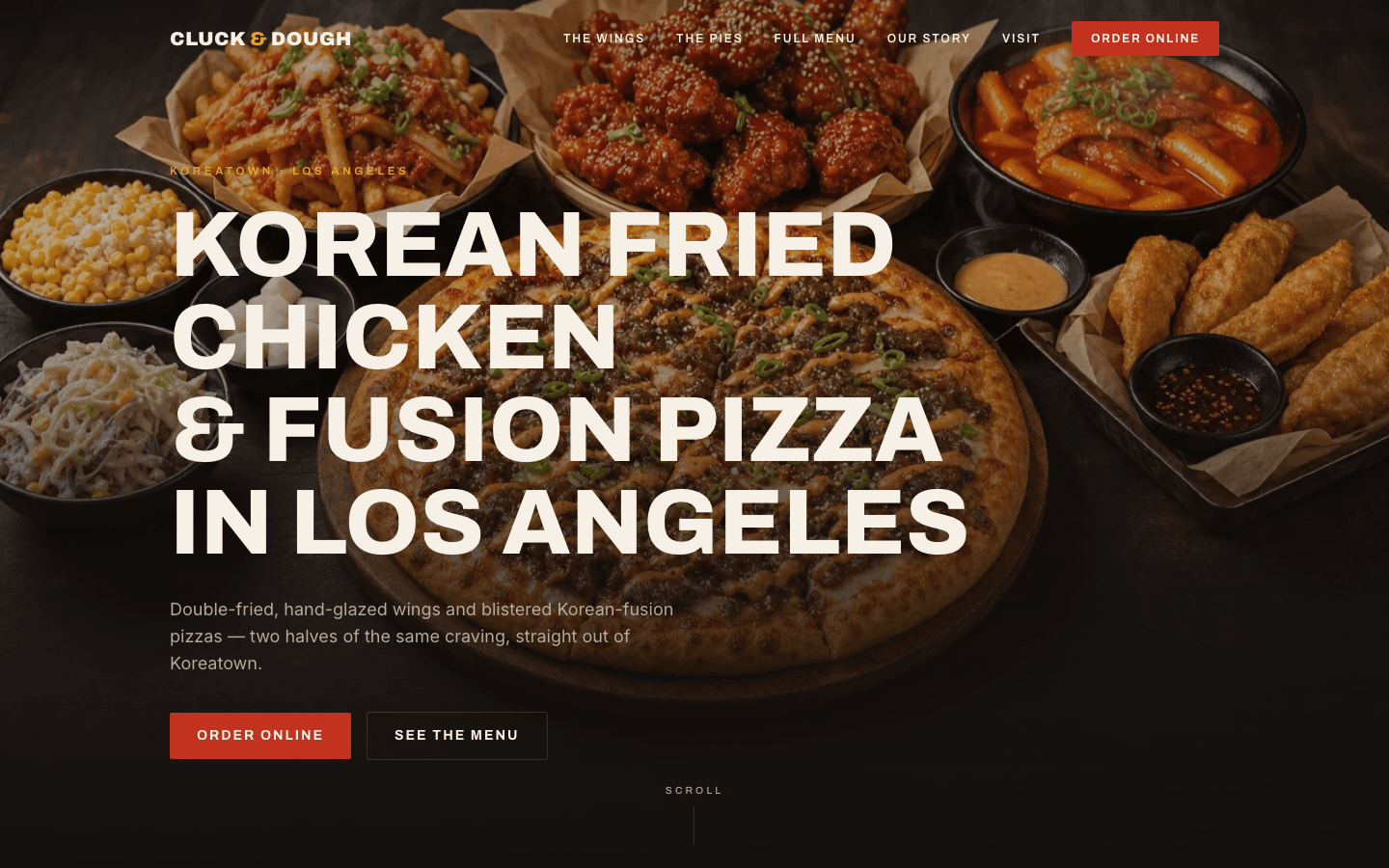 Cluck & Dough — a live restaurant website built on nomagain