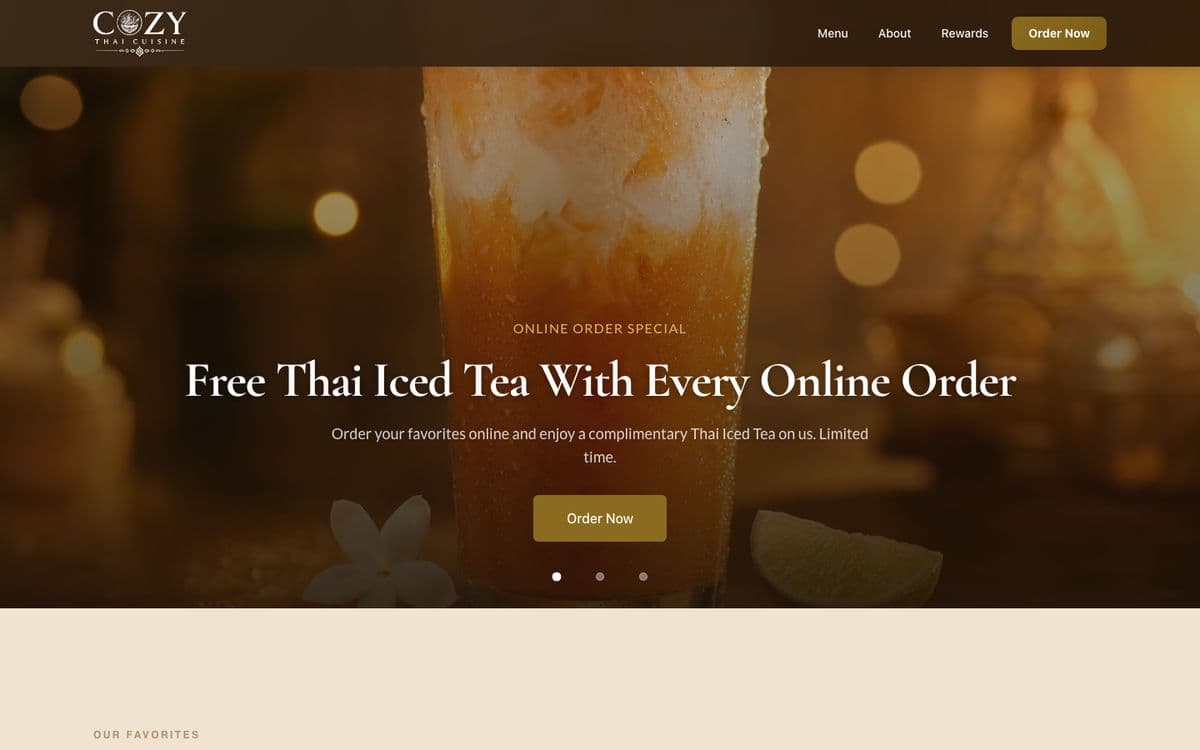 Cozy Thai Cuisine, live on NomAgain