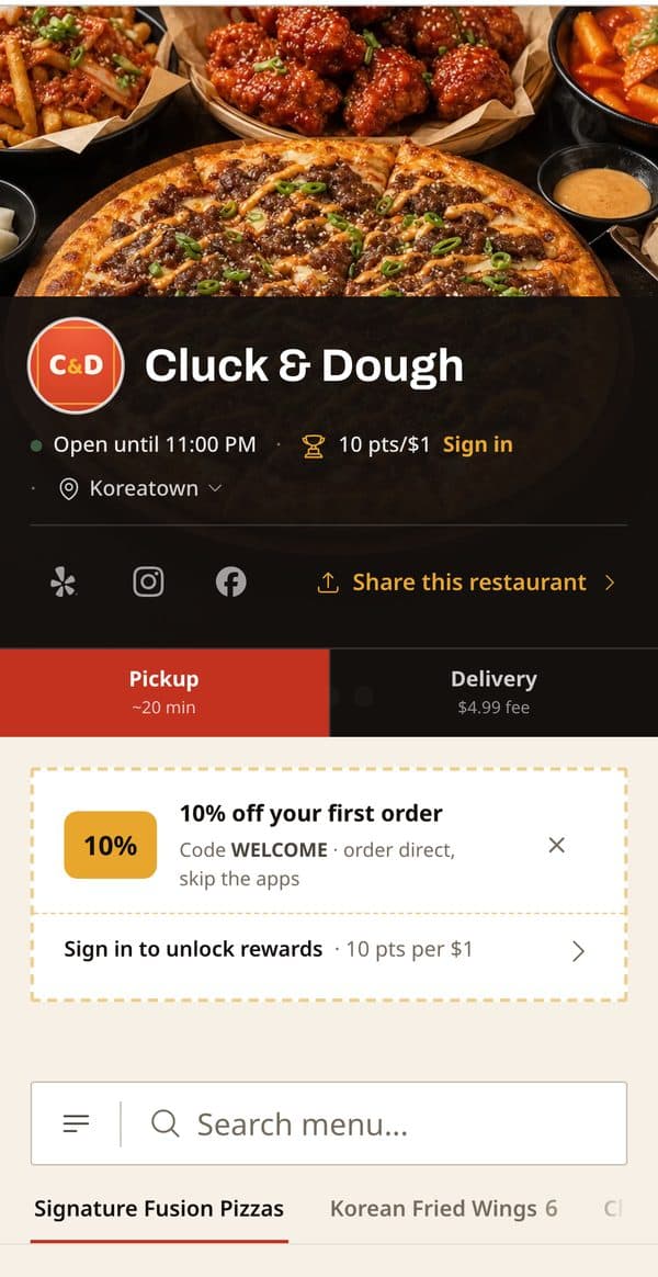 your menu, your name, your hours
